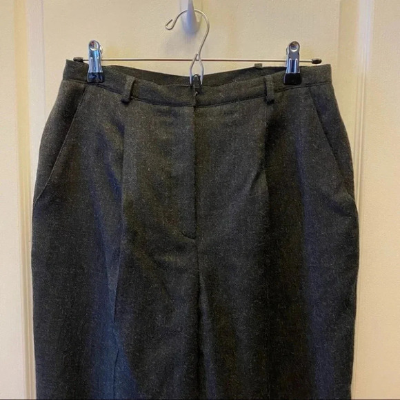 Vintage  High Waisted Wool Trousers Pleated Pants Lined Charcoal Grey Size 8 - Picture 5 of 16